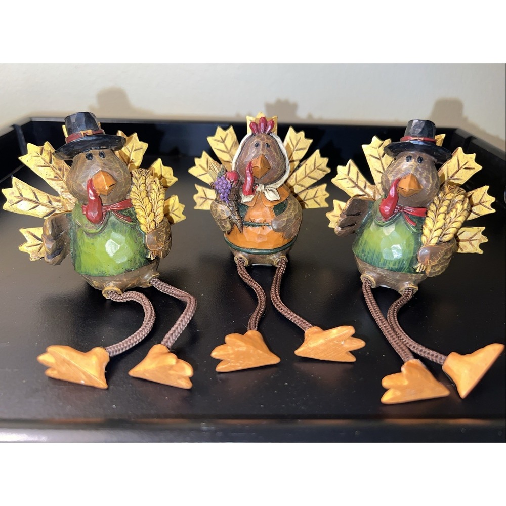 Ganz Thanksgiving Turkey Figurines Table Top Decor  Holiday Harvest 3.5"